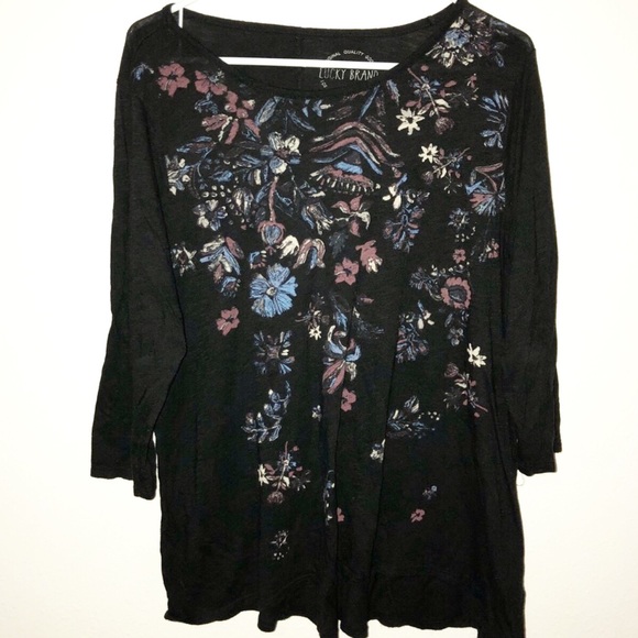 Lucky Brand Tops - LUCKY BRAND Boho Graphic Floral Tee 1X Black